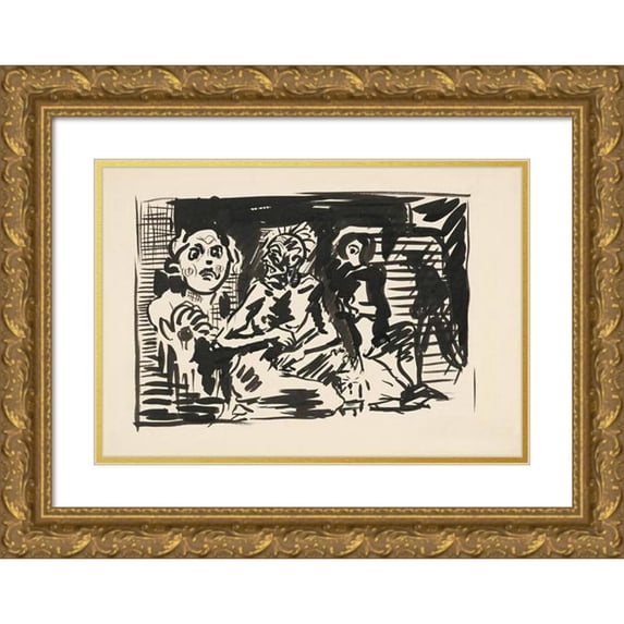 Arnold Peter Weisz-Kubínčan 18x13 Gold Ornate Wood Frame and Double Matted Museum Art Print Titled - Anxiety (1916)