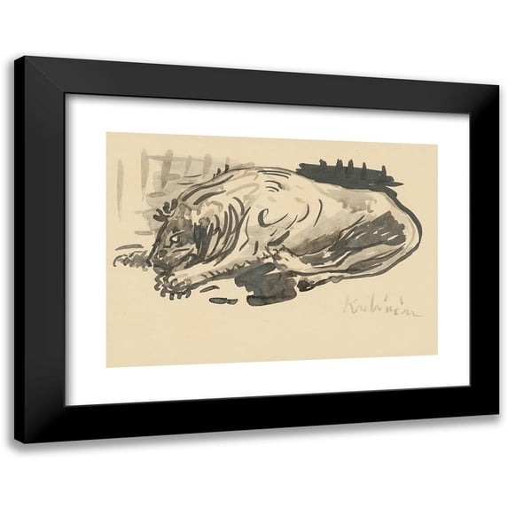 Arnold Peter Weisz-Kubínčan 18x14 Black Modern Framed Museum Art Print Titled - Lying Dog (1877)