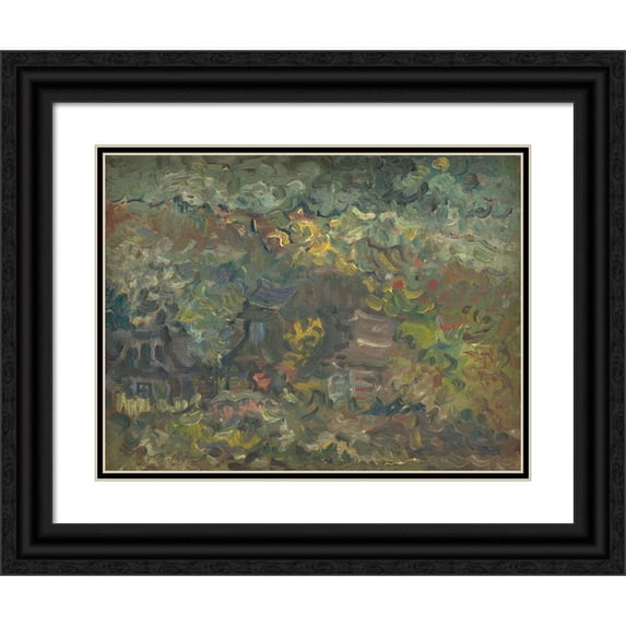 Arnold Peter Weisz-Kubínčan 18x15 Black Ornate Wood Framed Double Matted Museum Art Print Titled - Little Houses by the Forest (1940-1944)