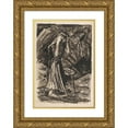 thumbnail image 1 of Arnold Peter Weisz-Kubínčan 18x24 Gold Ornate Framed and Double Matted Museum Art Print Titled - Standing Woman with a Bag of Potatoes (1985), 1 of 4