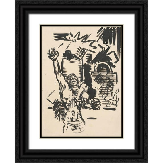 Arnold Peter Weisz-Kubínčan 19x24 Black Ornate Framed Double Matted Museum Art Print Titled: Protest (1943-1944)