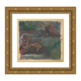 thumbnail image 1 of Arnold Peter Weisz-Kubínčan 21x20 Gold Ornate Framed and Double Matted Museum Art Print Titled - Two Reclining Dogs (1930-1940), 1 of 4