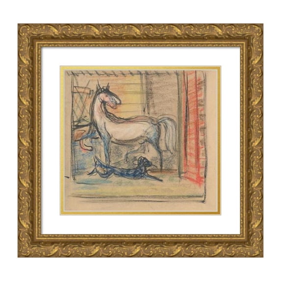 Arnold Peter Weisz-Kubínčan 22x20 Gold Ornate Framed and Double Matted Museum Art Print Titled - In the Stables (1940-1944)