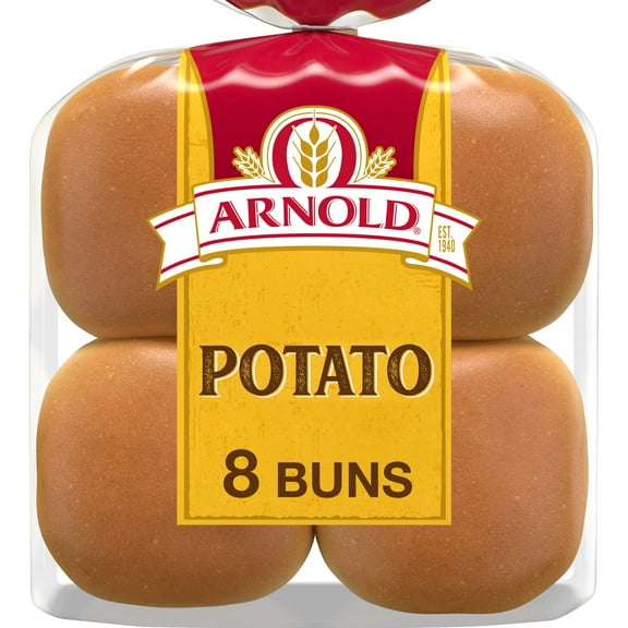 Arnold Potato Buns, 8 count, Hamburger Buns, 16 oz Bag