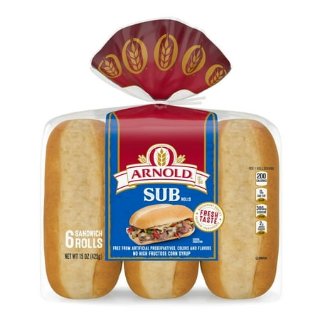 Arnold Premium Sub Rolls, 6 Count, 15 oz Box (Pack of 2)