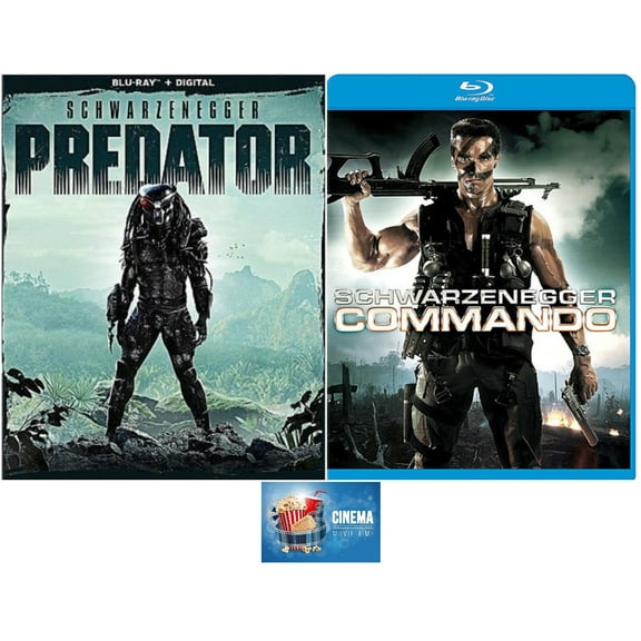 Arnold Schwarzenegger Action Double Feature Commando & Predator 2 Blu Ray Set Includes Cinema Movie Time Art Card