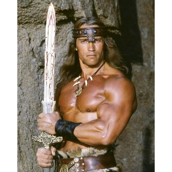 Arnold Schwarzenegger holding sword to chest Conan the Destroyer 24x36 Poster