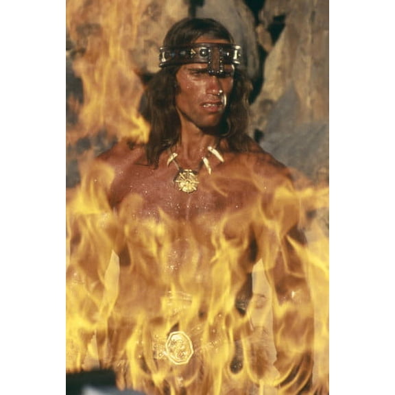 Arnold Schwarzenegger in Conan the Barbarian bare chested in flames 24x36 Poster