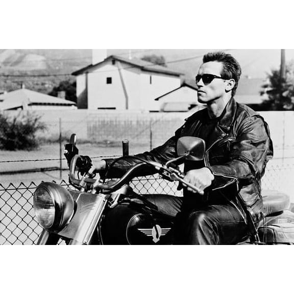 Arnold Schwarzenegger riding Harley Fat Boy motorbike Terminator 2 24X36 Poster