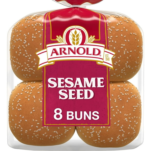 Arnold Sesame Seed Buns, 8 count, White Hamburger Buns, 16 oz Bag