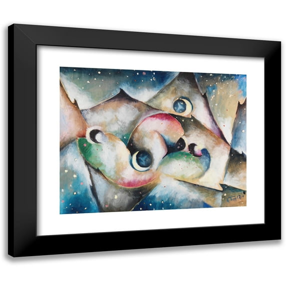 Arnold Topp 24x20 Black Modern Framed Museum Art Print Titled - Sleeping Figures in a Nightly Mountain Landscape (1917)
