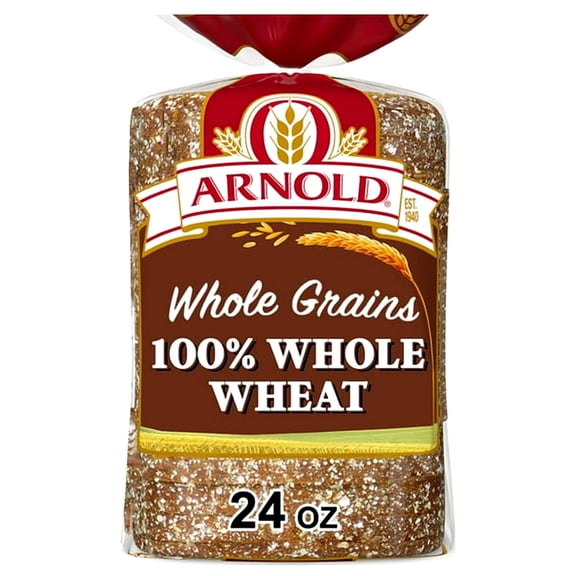 2x-Arnold Whole Grains 100% Bread, 24 oz, Whole Wheat Wheat Bread, Bag