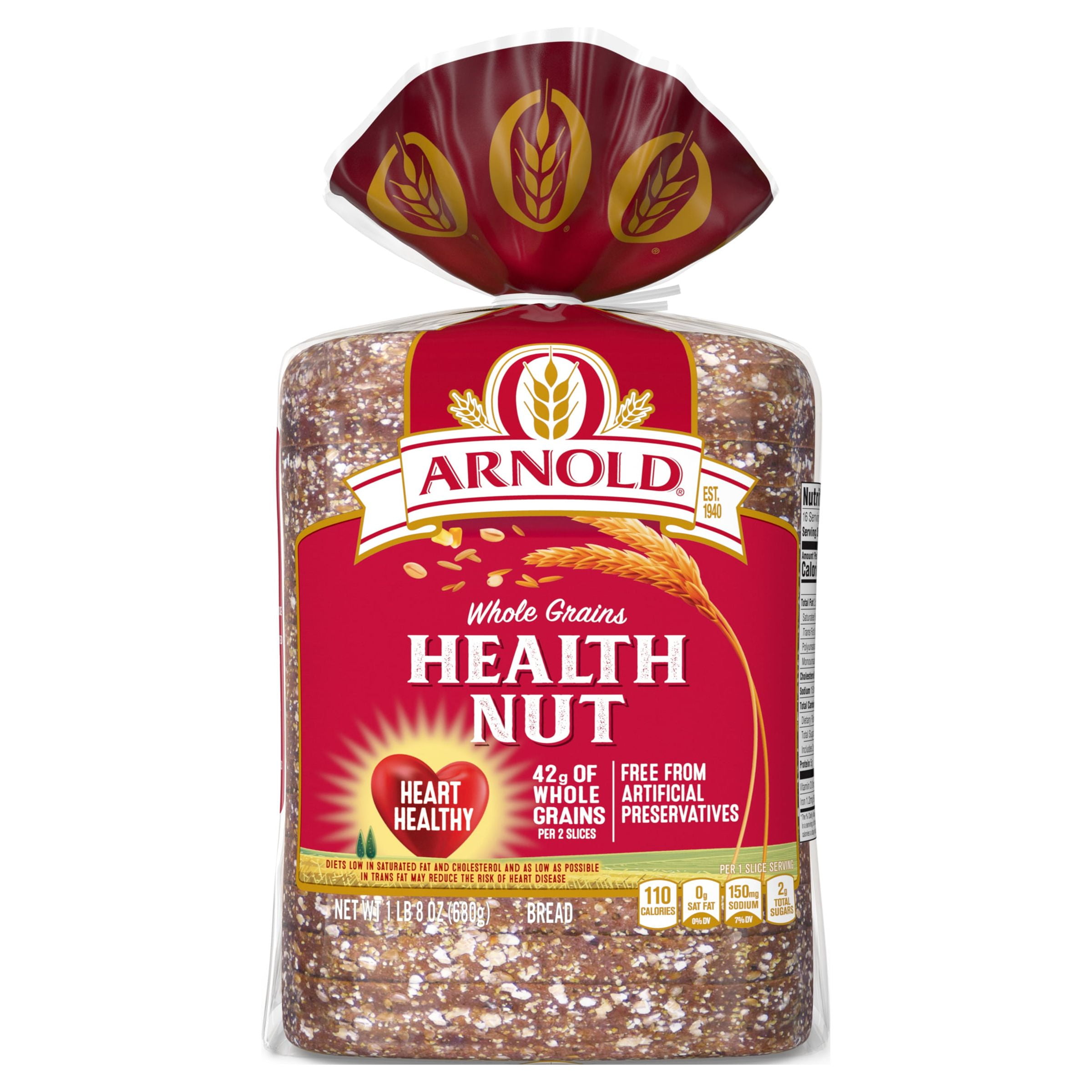 Arnold Whole Grains Health Nut Bread, Baked with Simple Ingredients