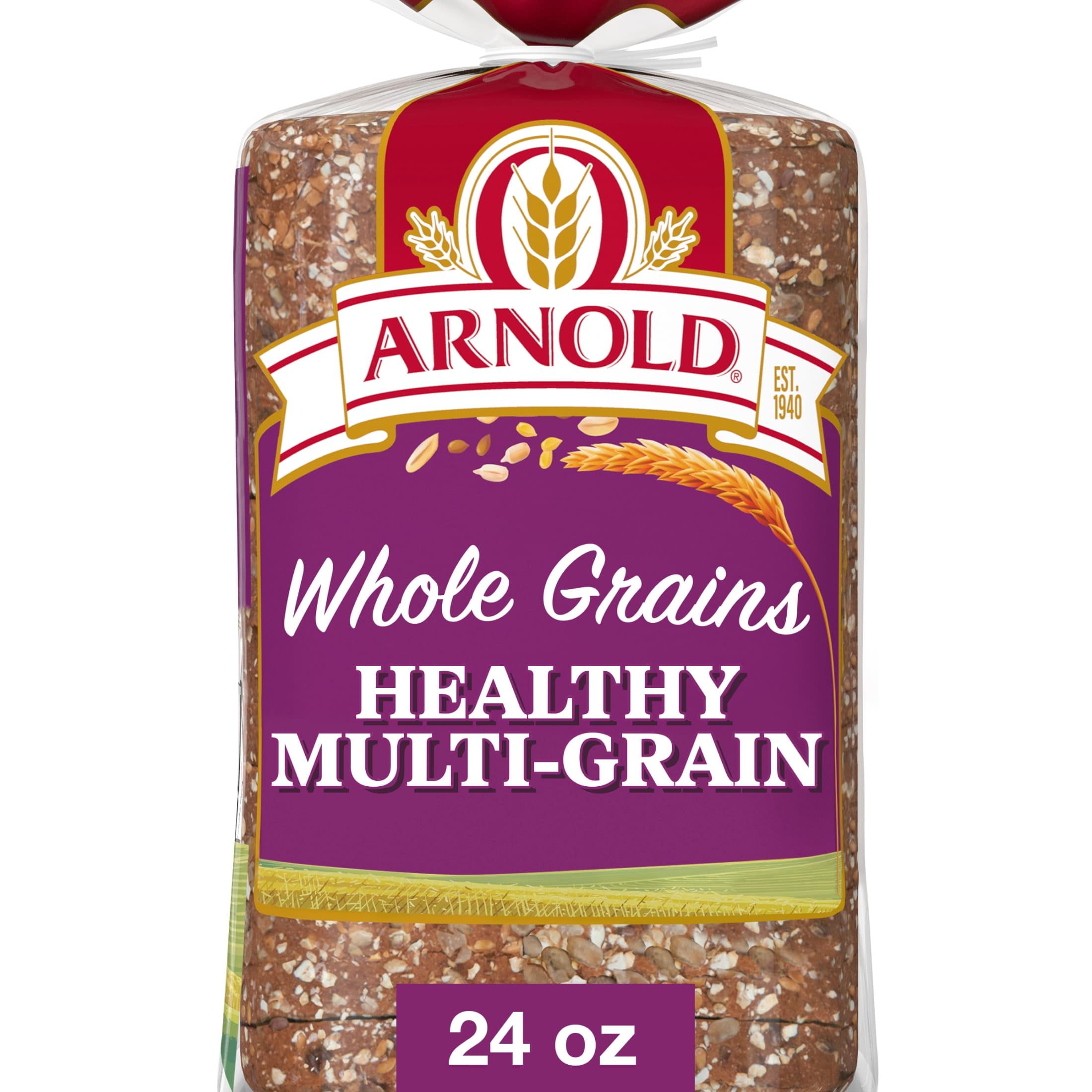 Arnold Whole Grains Healthy Bread, 24 oz, Multi-Grain Multigrain Bread, Bag