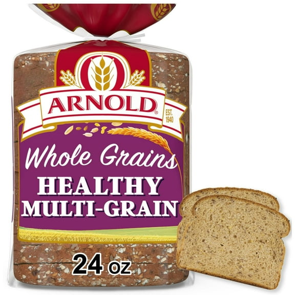Arnold Whole Grains Healthy Bread, 24 oz, Soft Multi-Grain Multigrain Bread, Bag (Pack of 6)