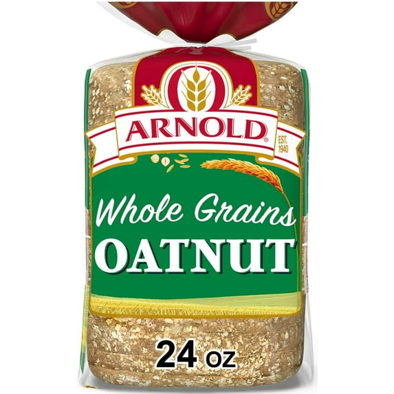 Arnold Whole Grains Oatnut Bread 24 oz Pre-Sliced Multigrain Loaf (Pack of 4)