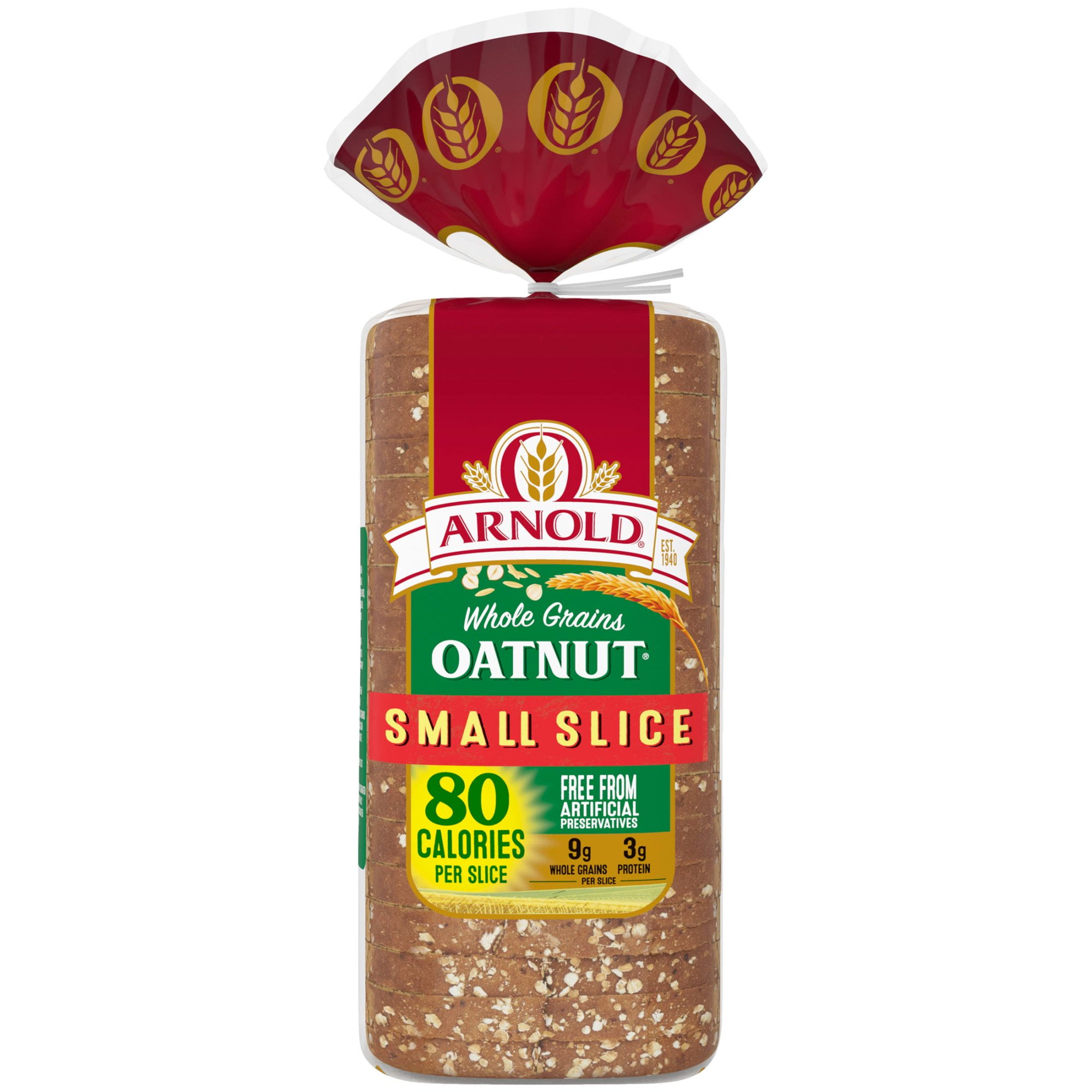 Arnold Whole Grains Small Slice Oatnut Bread Loaf, 18 oz (Pack of 2)