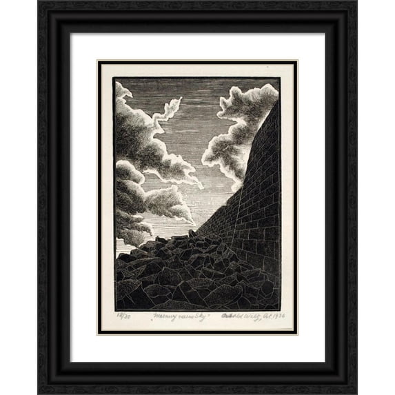 Arnold Wiltz 14x18 Black Ornate Wood Framed Double Matted Museum Art Print Titled - Masury Versus Sky (1936)