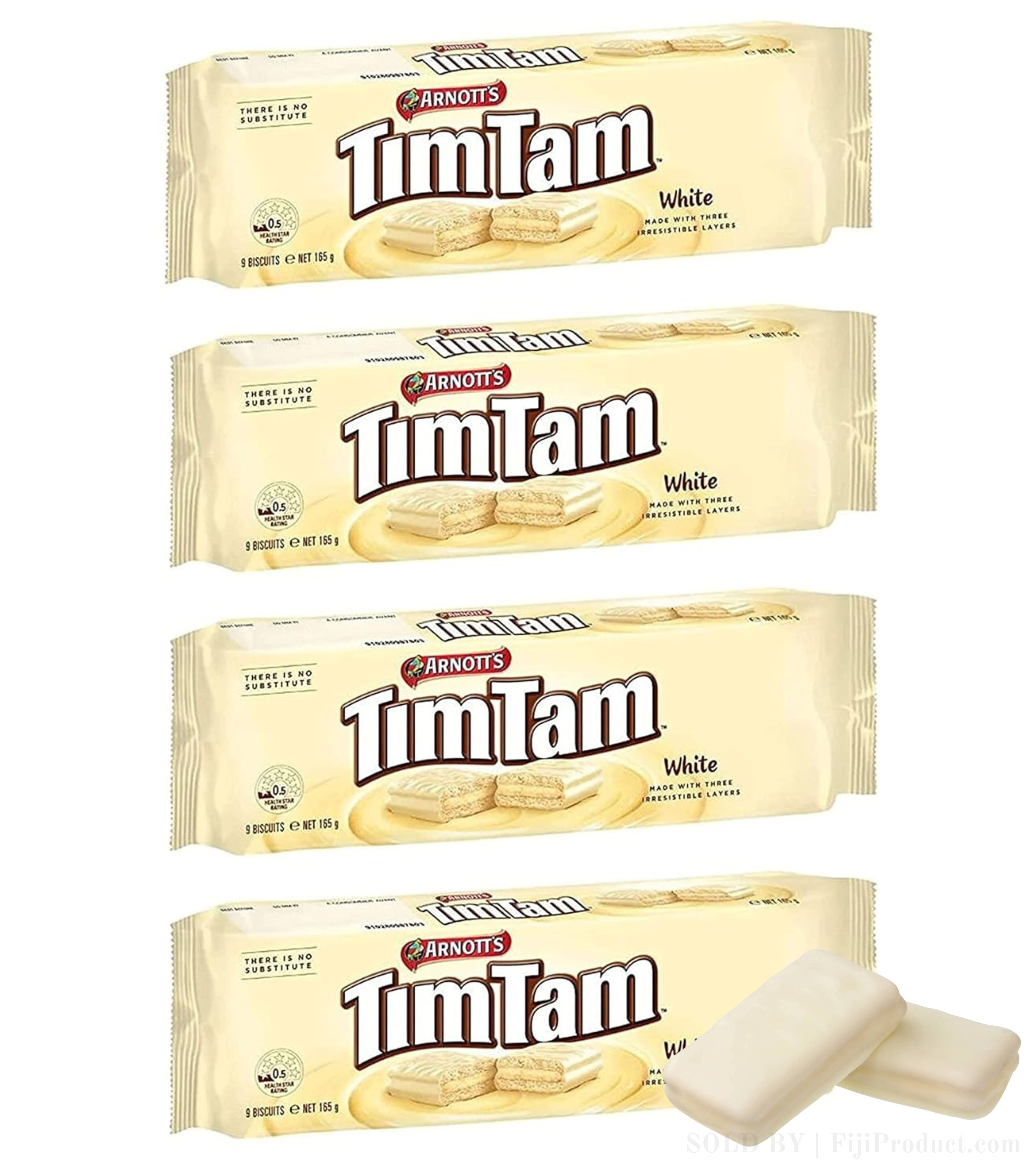 Arnott's (Deal-Pack Of 4 x 165g EA) Arnotts Tim Tam WHITE Chocolate Biscuits, Imported from Australia