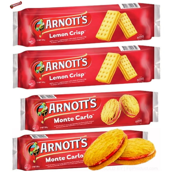 Arnott's Sampler Pack - Lemon Crisp, Monte Carlo Jam (Deal-Pack Of 4 x 250g EA) A Unique Delicious Biscuits Aussie Made & Loved ...