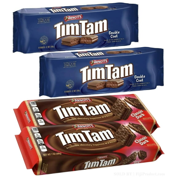 Arnott's Tim Tam Double COAT - Classic DARK (Deal-Pack Of 4 x 200g EA) Australian Chocolate Biscuits, Imported From Australia...