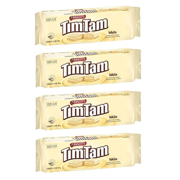 Arnotts Tim Tam (4 Pack Deal) Original White Milk Chocolate Biscuits | Made with Irresistible Real Chocolate