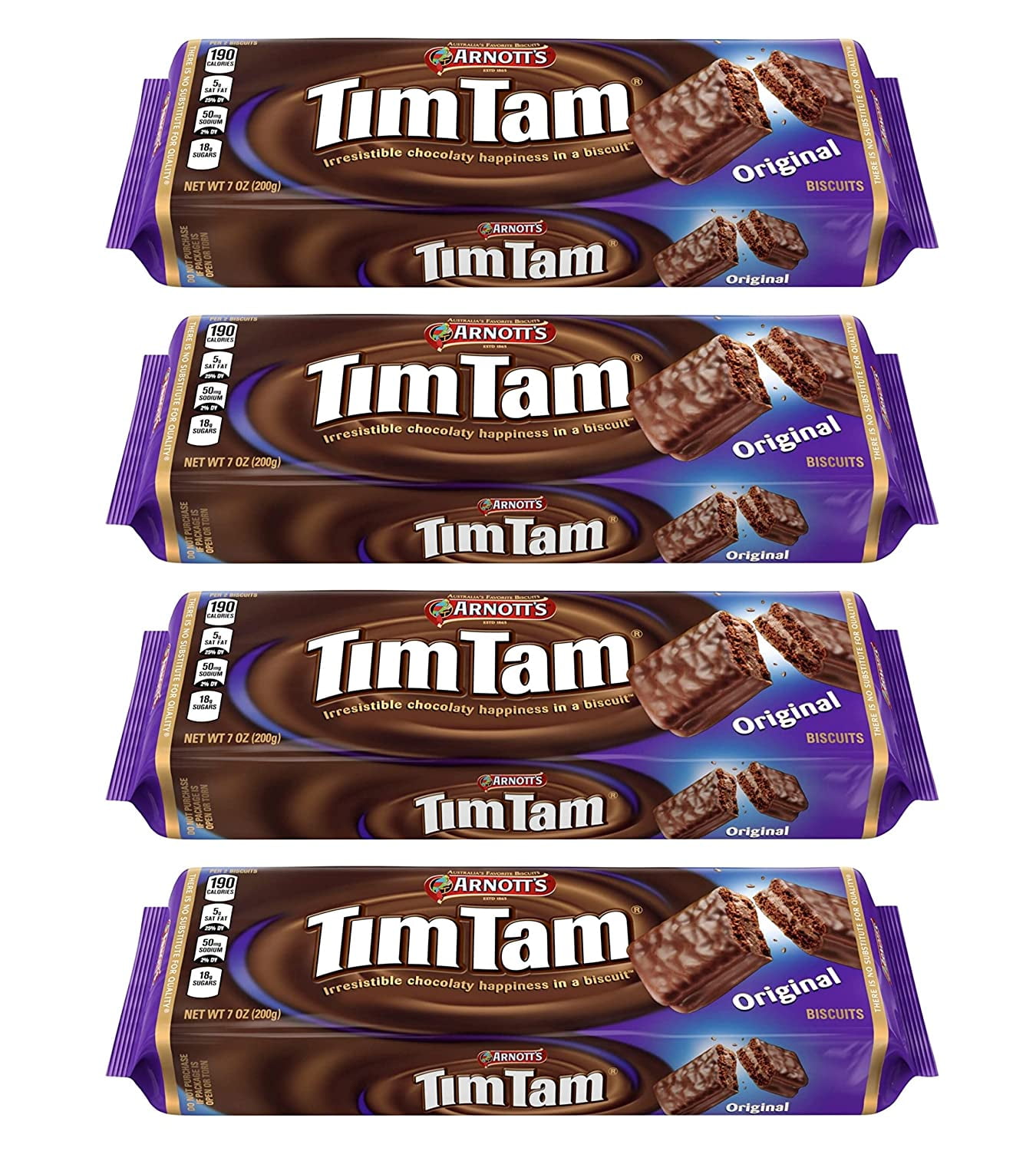 Arnotts Tim Tam Chocolate Biscuits (4 Pack) Original and Authentic Tim Tam Flavor Made with