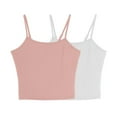thumbnail image 1 of Arnsht 2 Packs Crop Tank Top for Women, Basic Solid Cropped Double Layer Spaghetti Strap Short Sleeveless Camisole Pink M, 1 of 7