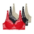 thumbnail image 1 of Arnsht 3-Pack Women's Solid Color Thin Breathable Lace Bras Plus Size Gathering Unlined Wireless Lace Full Coverage Bras Yellow 90C, 1 of 4