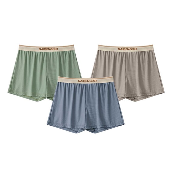 Arnsht 3PC Men's Fashion Solid Color Four-Corner Pants Cotton Soft Loose Comfortable Breathable Sports Home Boxers Briefs Pink L