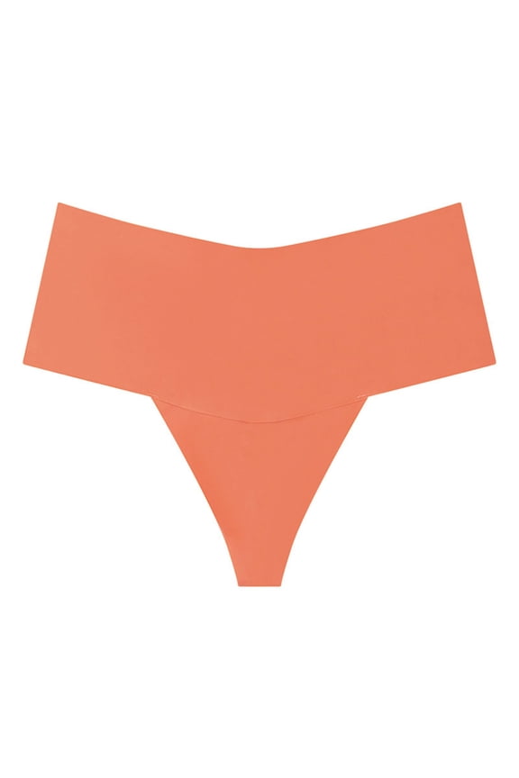 Bikini Bottoms for Women Seamless Breathable Desire Mid Rise Full Coverage Bathing Suit Swimsuit Basic Swim Briefs Orange L