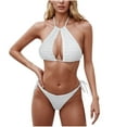 thumbnail image 1 of Arnsht Bikini Sets for Women Halter Two Piece Swimsuit Ribbed High Cut Tie Side Thong Bathing Suit Fashion Backless Swimwear White M, 1 of 4