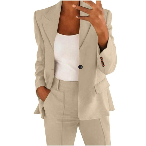 Arnsht Blazer Jacket Women Plus Size Suit Coat Business Casual Outfits 2025 Dressy Casual Suits Button Coat Top Beige XXXXXL