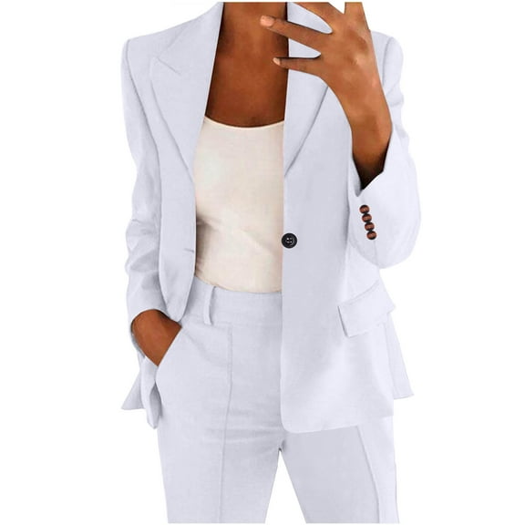 Arnsht Blazer Jacket Women Plus Size Suit Coat Business Casual Outfits 2025 Dressy Casual Suits Button Coat Top White XXXXXL