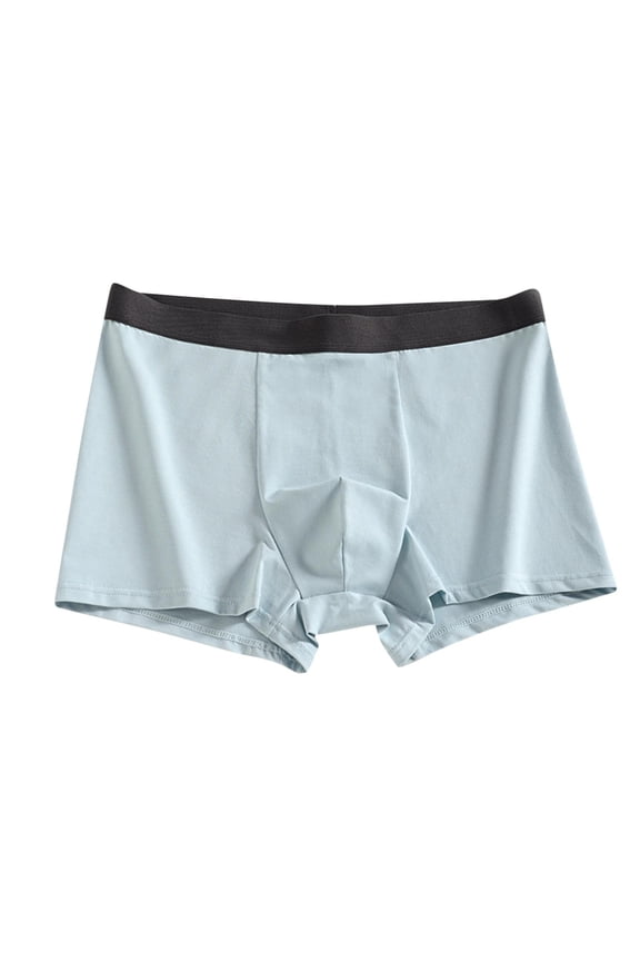 Boxer Brief for Men Low-rise Vertical Fly Pull-on Style Smooth Flat Waistband Light Blue XXXL