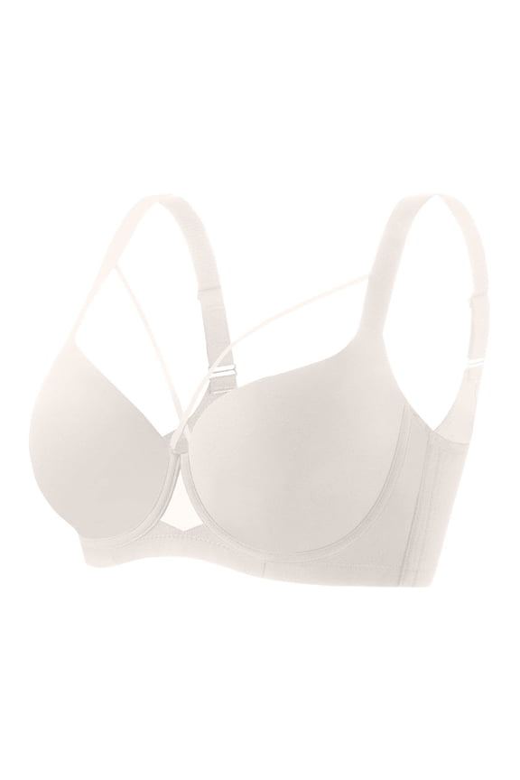 Bras for Women, Criss Cross Bra Push Up Comfortable Bras Seamless, Full Coverage Bralette with Support and Lift White XXXL