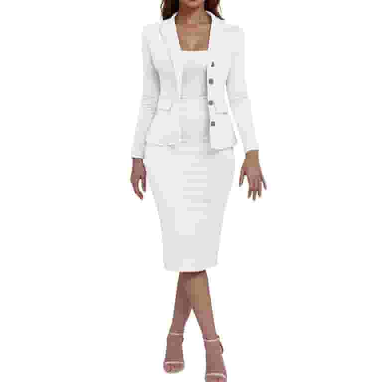 Arnsht Business Suit Sets for Women's Spring Summer Solid Color 2 Piece Outfits Collarless Peplum Blazer Formal Pencil Skirt Suit White M - Walmart.com Arnsht Business Suit Sets for Women's Spring Summer Solid Color 2 Piece Outfits Collarless Peplum Blazer Formal Pencil Skirt Suit White M - Walmart.com