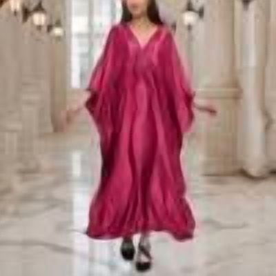 Arnsht Caftans for Women Solid Color Chiffon Plus Size Kaftan Dresses Beach Cover Up V Neck Batwing Sleeve Caftans Loungewear Pink Free Size