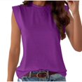 thumbnail image 1 of Arnsht Cap Sleeve Tops for Women Summer Top Basic Tee Shirts Casual Round Neck Tank Loose Fit Solid Color Fashion Top Purple S, 1 of 7