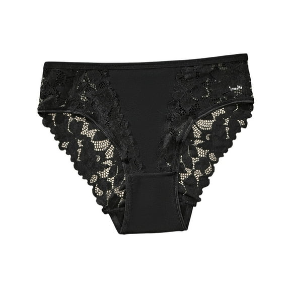 Arnsht Cheeky Underwear for Women Large Size High Waist Lace No Show Bikini Soft Breathable Thin Thong Seamless Panties Black XL