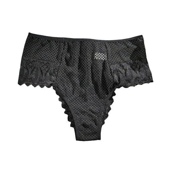 Arnsht Cheeky Underwear for Women Large Size High Waist Lace No Show Bikini Soft Breathable Thin Thong Seamless Panties Black XL