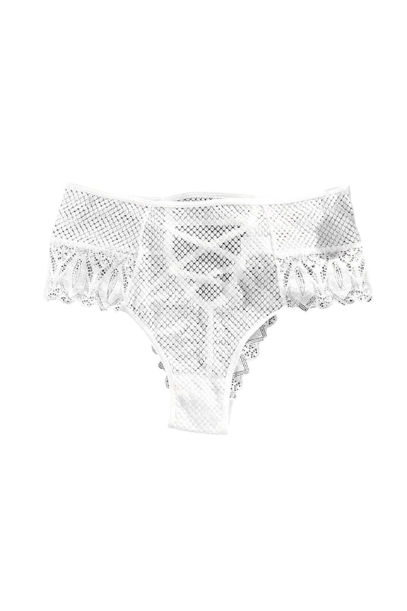Cheeky Underwear for Women Large Size High Waist Lace No Show Bikini Soft Breathable Thin Thong Seamless Panties White XL
