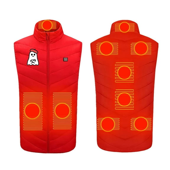 Arnsht Cotton Clothing Men and Women Winter Nine-Zone Three-Block Temperature Control Electric Heating Vest Heated Vest Jacket Red XXXXL