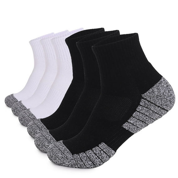 Arnsht Cotton Socks for Men Low Cut Max Cushion Thick Athletic Ankle Mens Sock for Hiking Running Sport Work 5 Pack White M