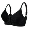 thumbnail image 1 of Arnsht Fashion Cute Leaf Embossing Lace Bras for Women Front Closure No Underwire Comfort Senior Wireless Snap Closing Bra Black 56/130, 1 of 6