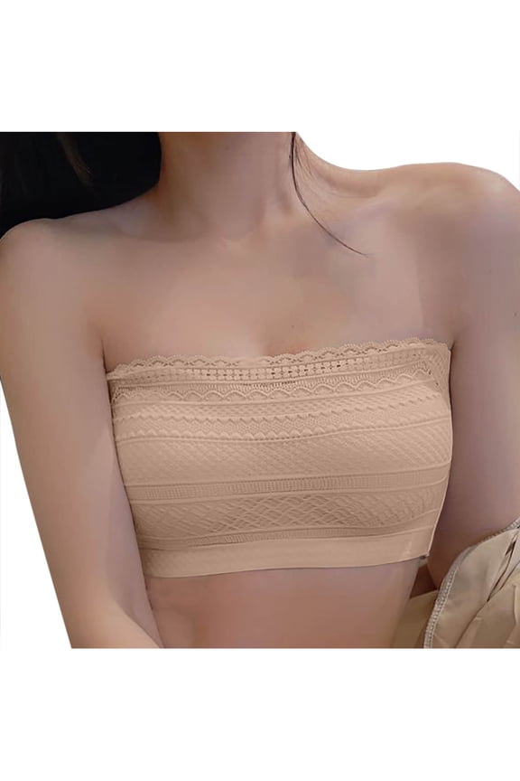 Fashion Women Solid Color Lace Camisole Modesty Panels Anti Peep Cleavage Cover Wearable Mock Camisole Bra Khaki M