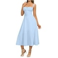thumbnail image 1 of Arnsht Floral Midi Corset Dress Boho Flowy Split Drawstring Lace Up Dresses for Women Going Out Elegant A Line Casual Sundress Blue L, 1 of 8
