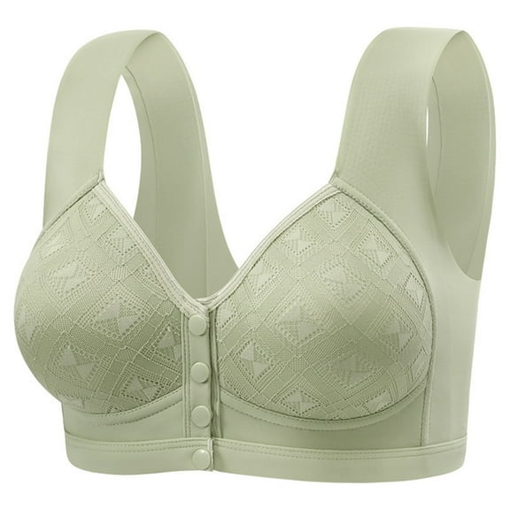 Arnsht Front Closure Bras for Women Easy Close Bra Front Closure Button Bras High Support No Underwire Sleep Bras Green 42