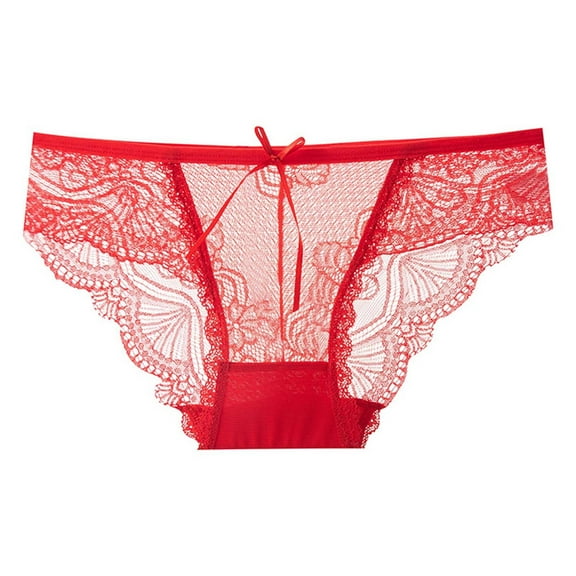 Arnsht Lace Panties for Women Cheeky Underwear Lingerie Crossover Strappy Hollow Out See Through Low Rise Thong Panty Red M