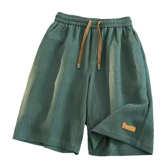 Arnsht (M-5XL) Big and Tall Mens Casual Shorts Summer Drawstring Elastic Waist Beach Sweat Shorts Texture with Pockets Green XXXXL